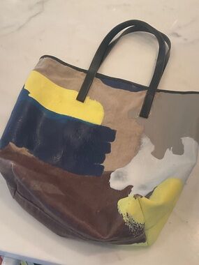Abstract Paint-Effect Canvas Tote-Anthropologie